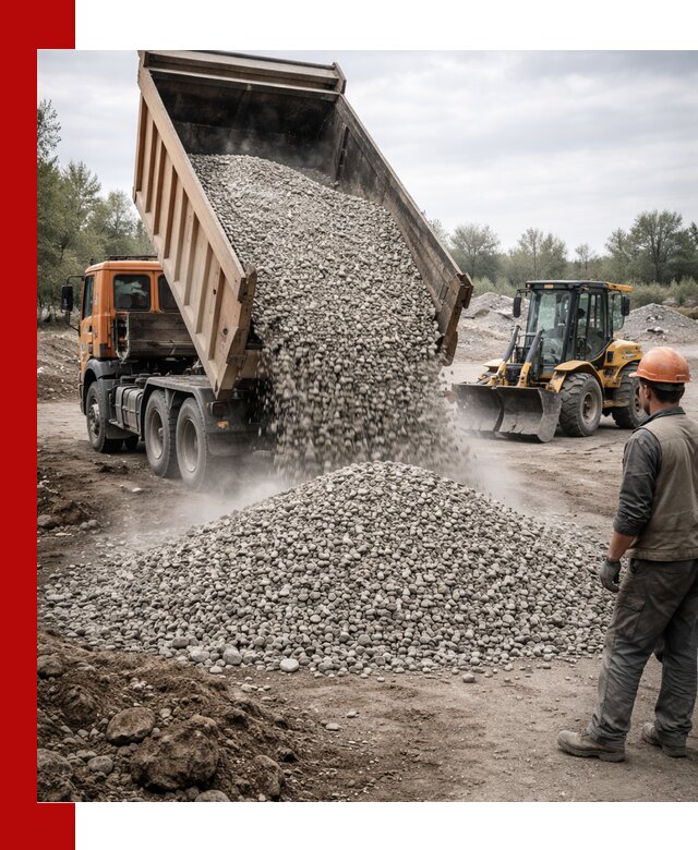 Доставка щебня в Благовещенске крупными и мелкими фракциями