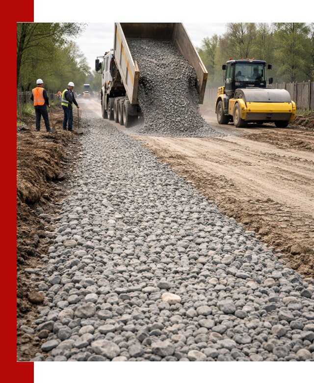 Доставка щебня для отсыпки дорог в Благовещенске высокого качества