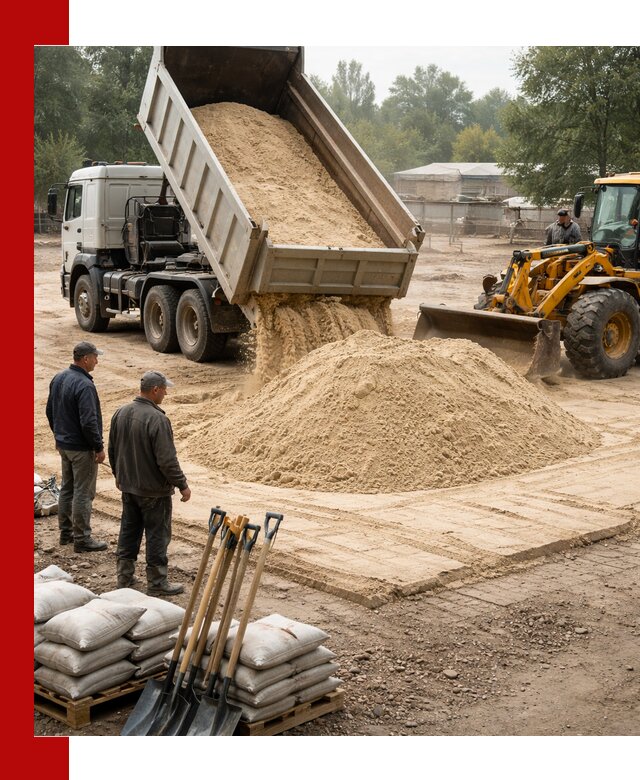 Доставка мытого песка в Благовещенске с самосвалами по выгодной цене