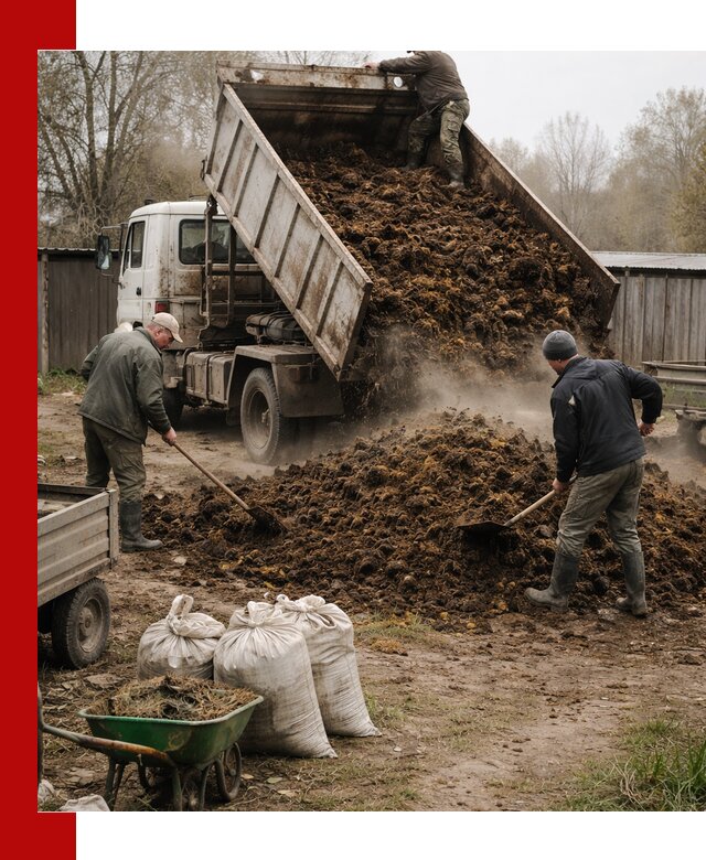 Доставка коровьего навоза самосвалом в Благовещенске