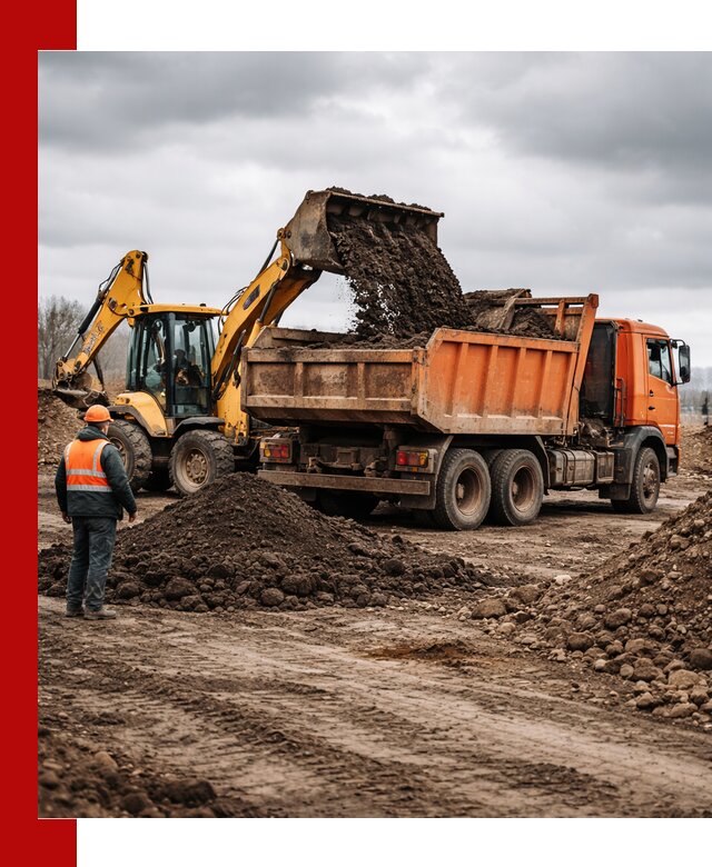 Вывоз грунта и строительного мусора в Благовещенске грузовыми самосвалами